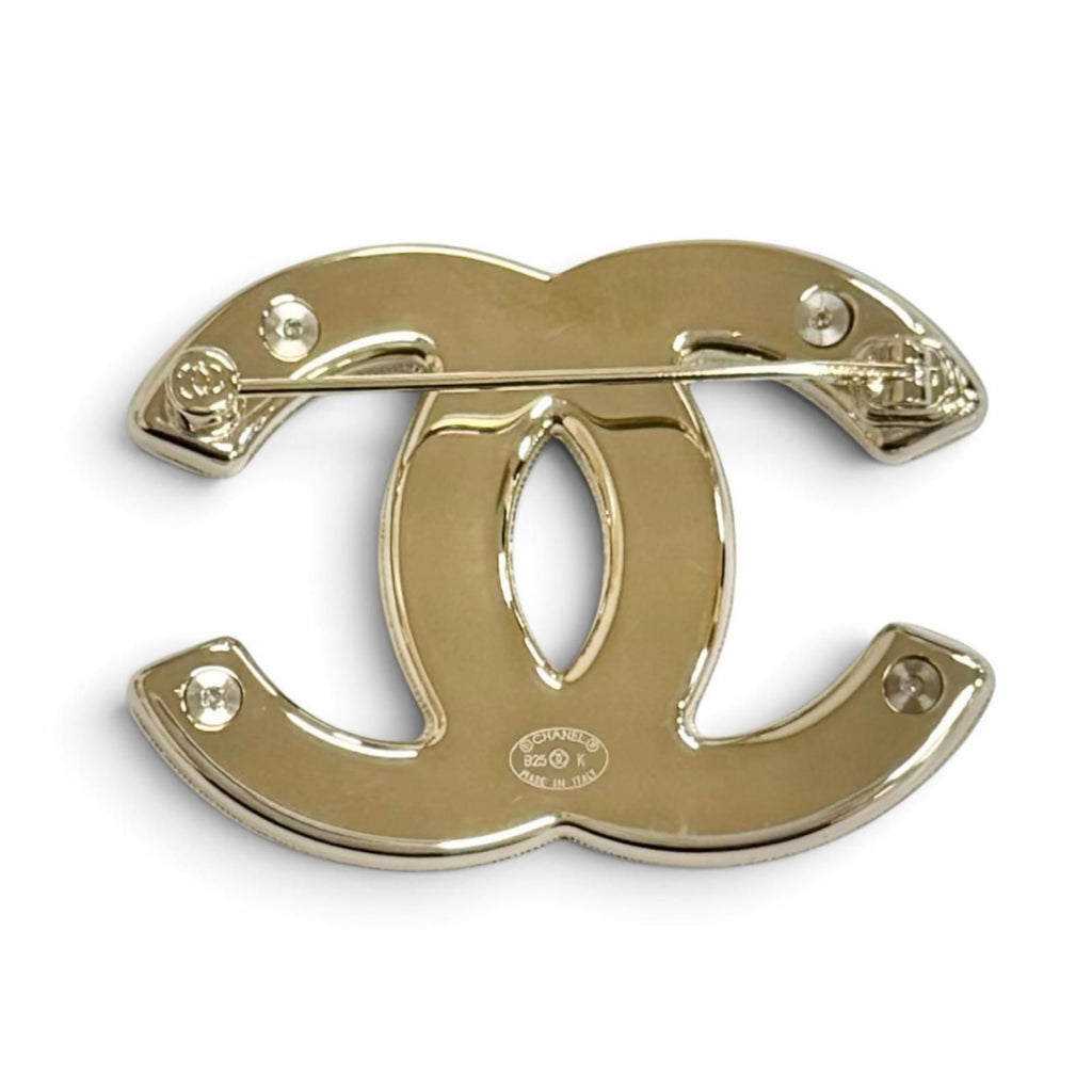 Chanel CC Logo Stitch Brooch Silver Gold Recommended — view 3