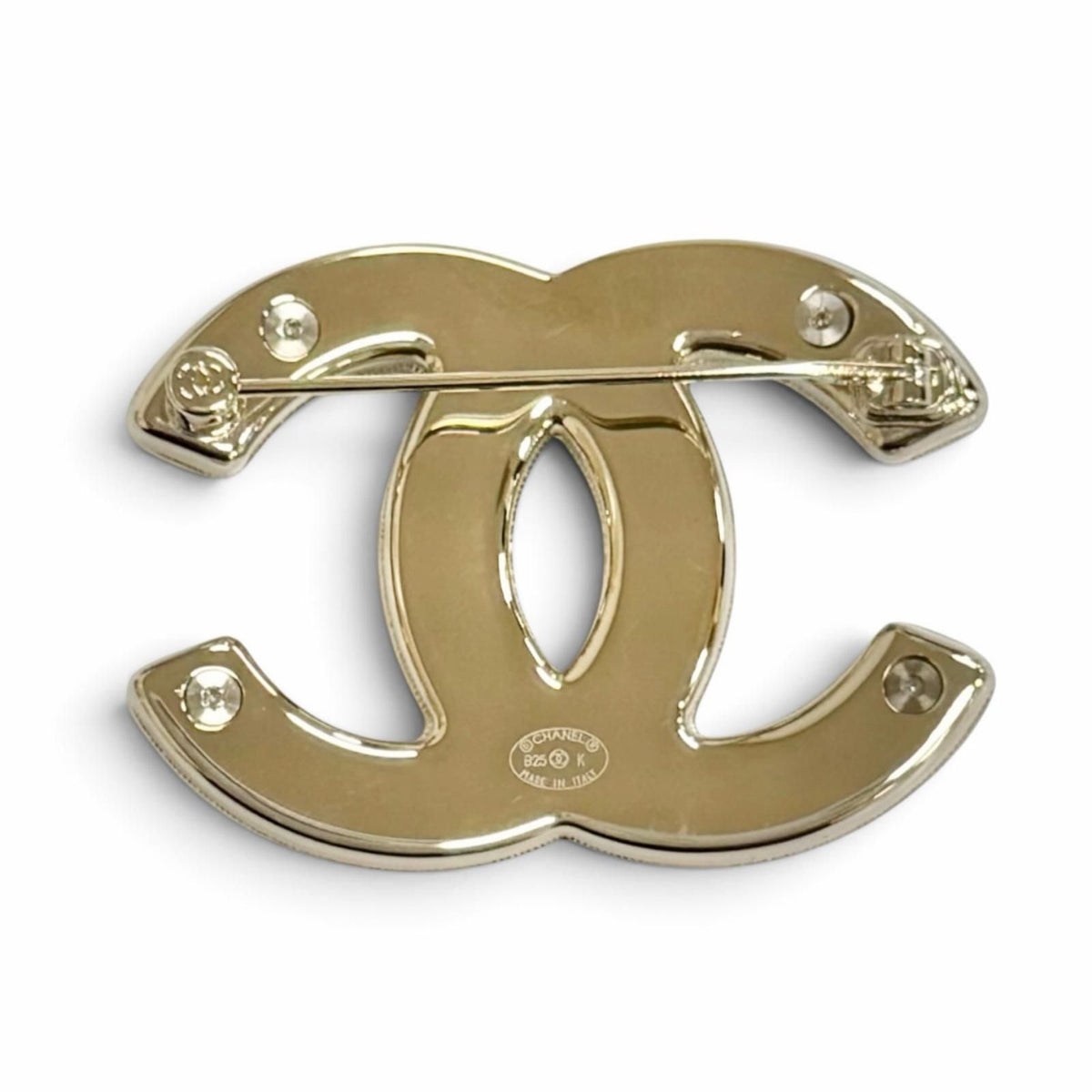 Chanel CC Logo Stitch Brooch Silver Gold Recommended — view 3