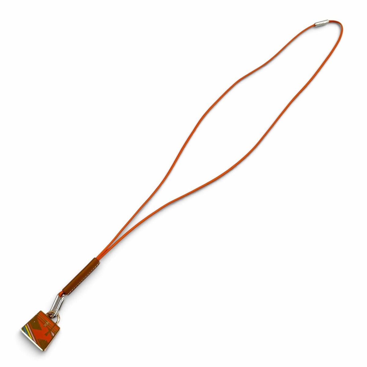 Hermes Kelly H Vibrasion Curiosity Pendant Orange Necklace — view 5