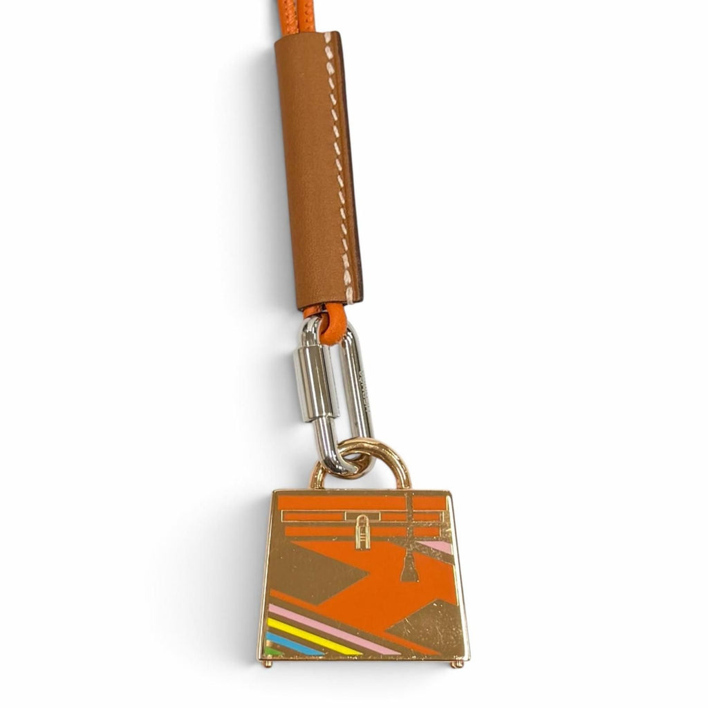 Hermes Kelly H Vibrasion Curiosity Pendant Orange Necklace