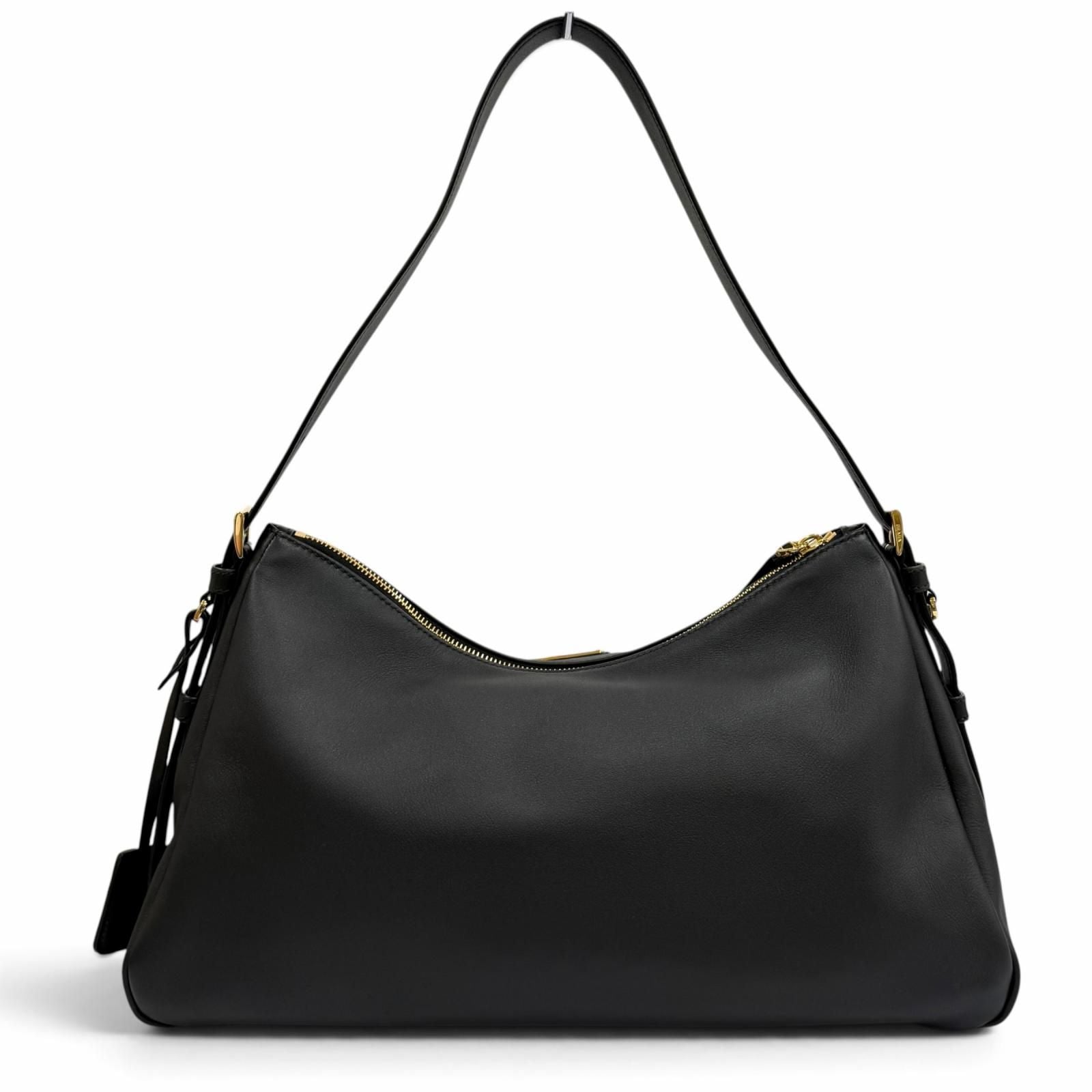 Prada Emme Large Soft Gray Leather Shoulder Bag Triangle Logo — view 4