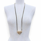 Chanel CC Logo Lip Motif Rhinestone Mirror Chain Necklace Gold Black — view 3