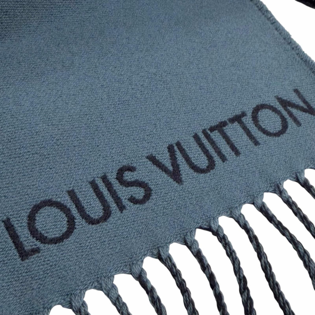 Louis Vuitton Scarf Graphic Dual Wool Cashmere Fringe Navy — view 7