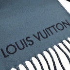 Louis Vuitton Scarf Graphic Dual Wool Cashmere Fringe Navy — view 7