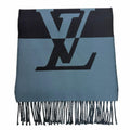 Louis Vuitton Scarf Graphic Dual Wool Cashmere Fringe Navy