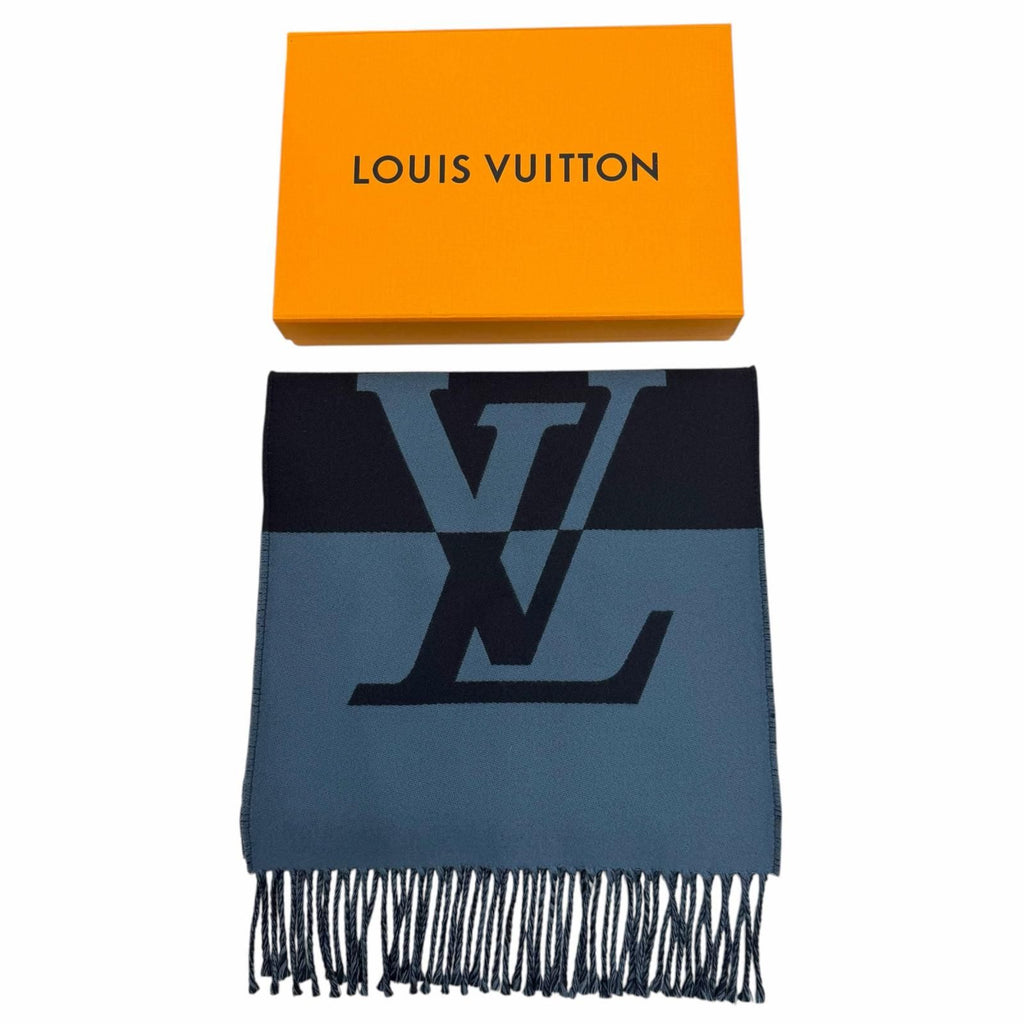 Louis Vuitton Scarf Graphic Dual Wool Cashmere Fringe Navy — view 2