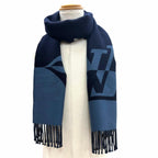 Louis Vuitton Scarf Graphic Dual Wool Cashmere Fringe Navy — view 3