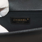 Chanel Boy Chain Shoulder Bag Caviar Leather Black Gold — view 8