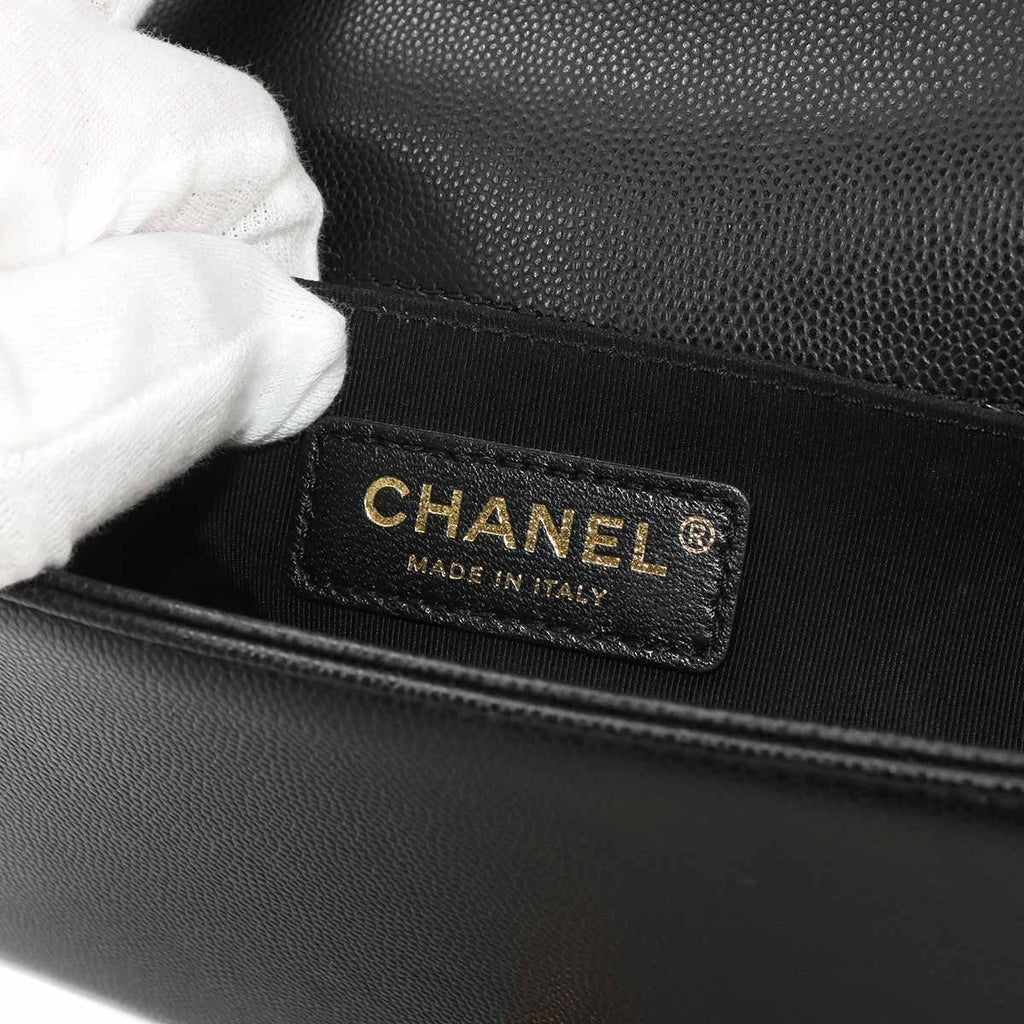 Chanel Boy Small Chain Shoulder Bag Caviar Leather Black — view 8