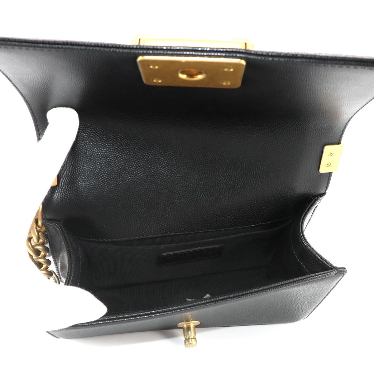 Chanel Boy Small Chain Shoulder Bag Caviar Leather Black — view 7