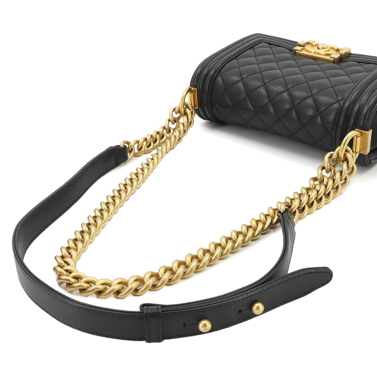 Chanel Boy Small Chain Shoulder Bag Caviar Leather Black — view 5