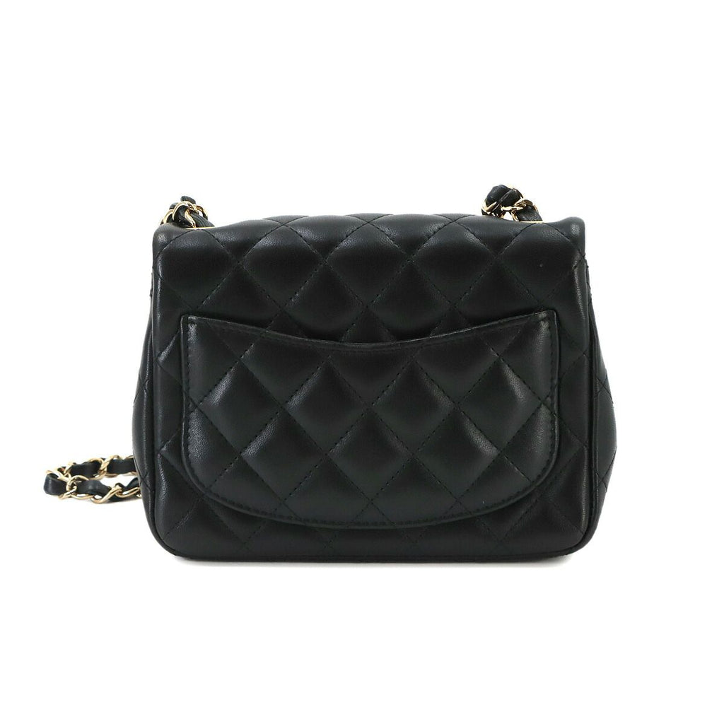 Chanel Mini Quilted Chain Shoulder Bag Lambskin Black Gold — view 3