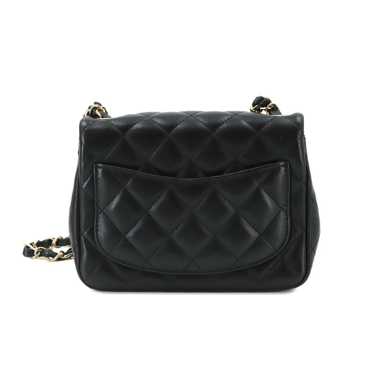 Chanel Mini Quilted Chain Shoulder Bag Lambskin Black Gold — view 3