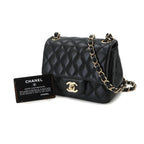 Chanel Mini Quilted Chain Shoulder Bag Lambskin Black Gold — view 2