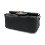Chanel Mini Quilted Chain Shoulder Bag Lambskin Black Gold — view 5