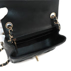 Chanel Mini Quilted Chain Shoulder Bag Lambskin Black Gold — view 8