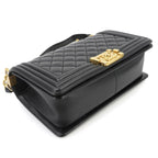 Chanel Boy Chain Shoulder Bag Lambskin Black Gold — view 4