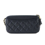 Chanel Quilted Zipper Chain Wallet Caviar Leather Navy Shoulder Bag — view 3