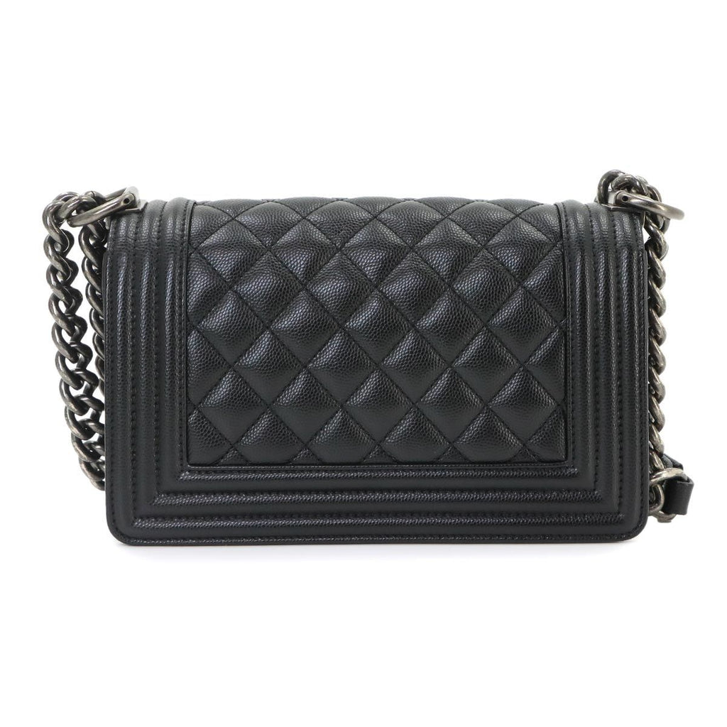 Chanel Boy Small Chain Shoulder Bag Caviar Leather Black — view 3