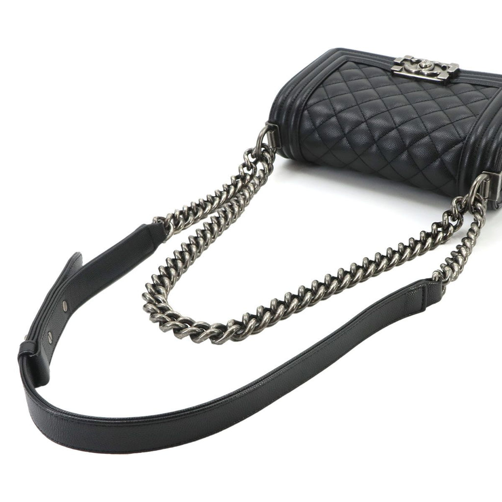 Chanel Boy Small Chain Shoulder Bag Caviar Leather Black — view 6