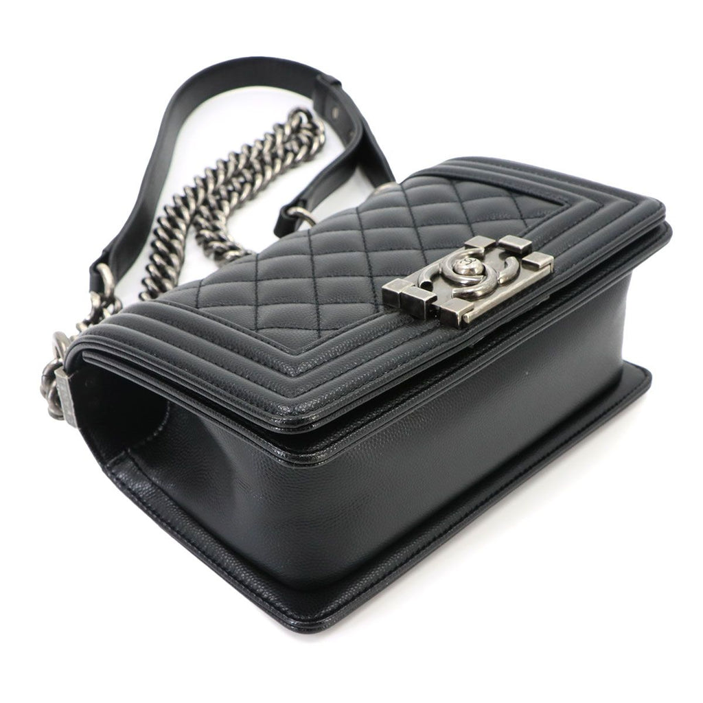 Chanel Boy Small Chain Shoulder Bag Caviar Leather Black — view 5