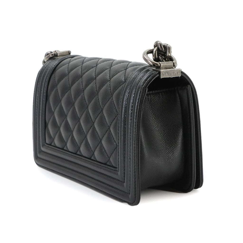 Chanel Boy Small Chain Shoulder Bag Caviar Leather Black — view 4