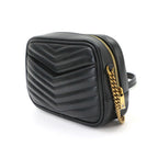 Saint Laurent Lou Chain Shoulder Bag Leather Black Gold — view 4