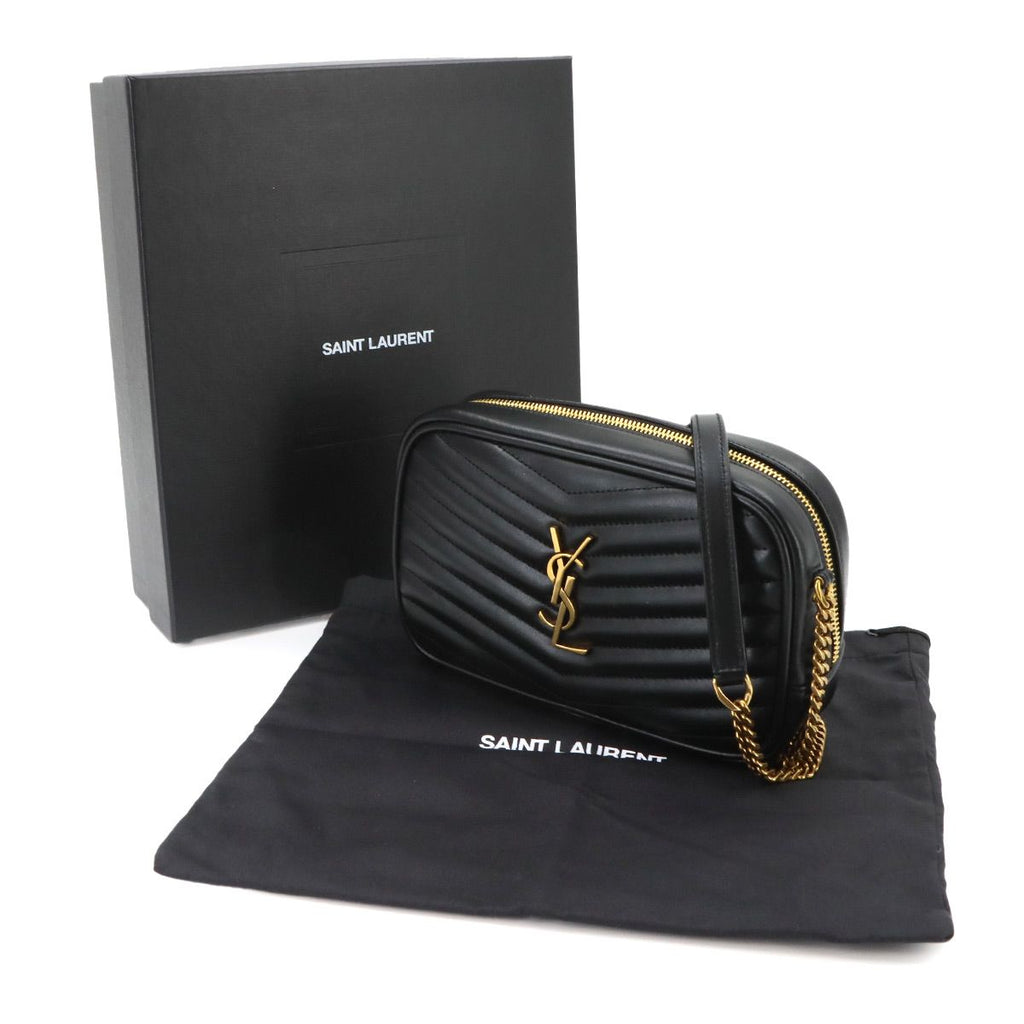 Saint Laurent Lou Chain Shoulder Bag Leather Black Gold — view 2