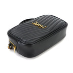 Saint Laurent Lou Chain Shoulder Bag Leather Black Gold — view 5