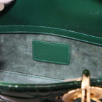 Dior Lady D-joy Small 2-Way Hand Bag Patent Leather Green — view 7