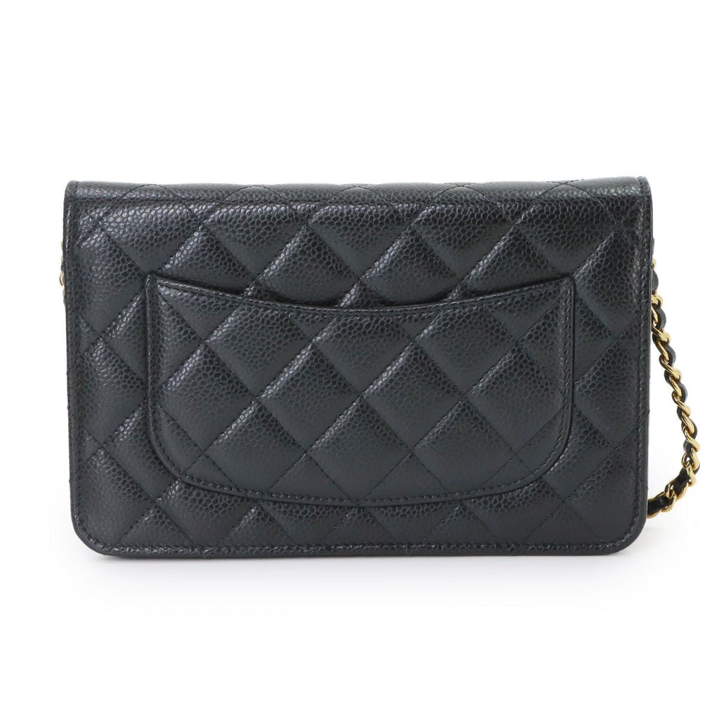 Chanel Quilted Classic Chain Wallet Caviar Leather Black Shoulder Bag — view 3