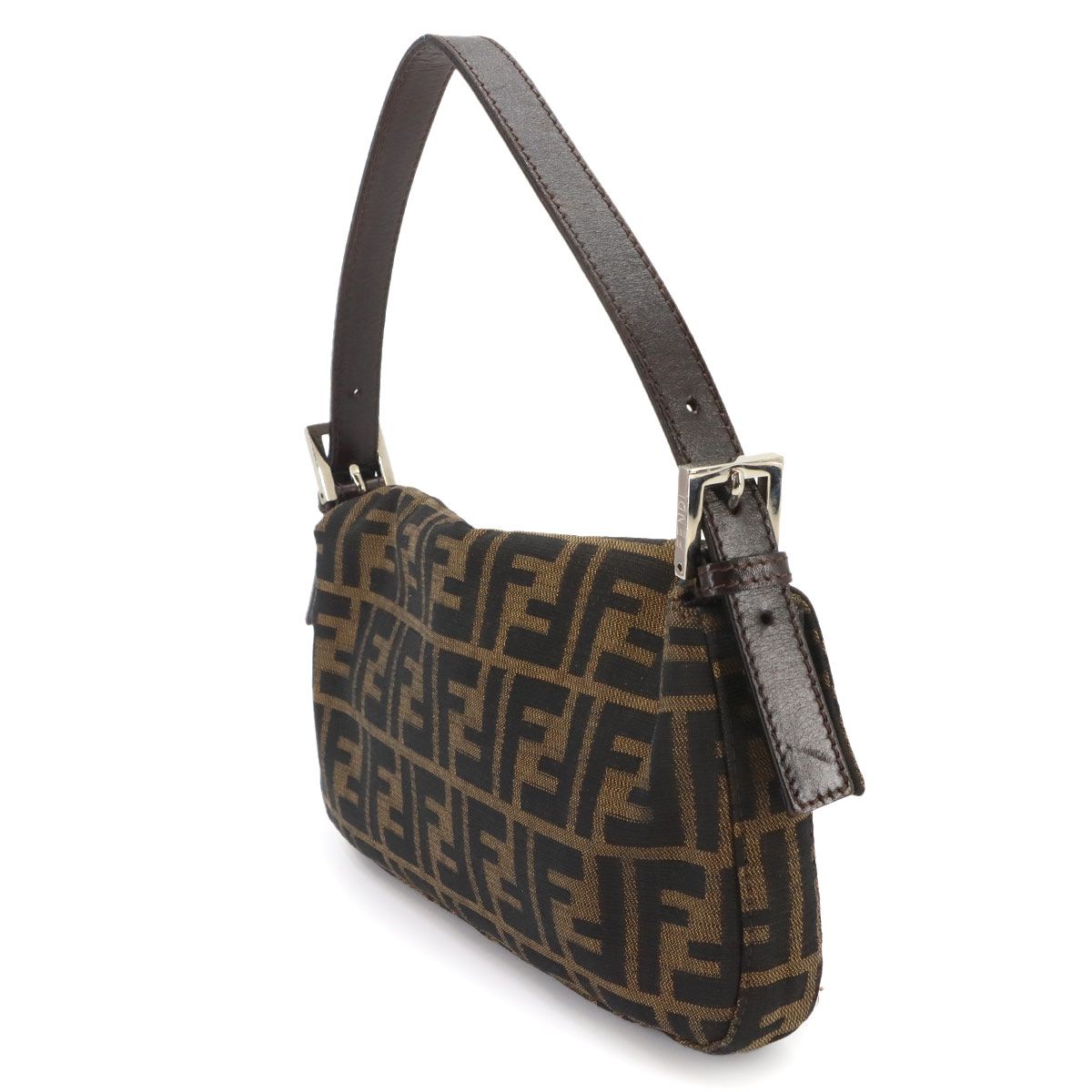 Fendi Zucca Mamma Baguette Shoulder Bag Canvas Leather Brown Silver — view 3