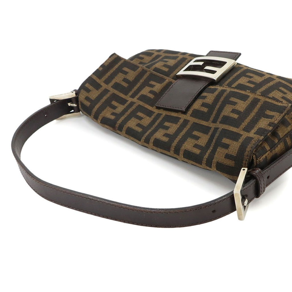Fendi Zucca Mamma Baguette Shoulder Bag Canvas Leather Brown Silver — view 5
