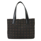 Chanel New Travel Line Tote PM Nylon Jacquard Leather Dark Brown Vintage — view 2