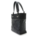 Chanel Paris Biarritz PM Tote Nylon Leather Black Silver — view 4