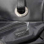 Chanel Paris Biarritz PM Tote Nylon Leather Black Silver — view 8