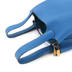 Hermes Picotin Lock 18 PM Hand Bag Taurillon Clemence Blue Zellige Gold — view 5