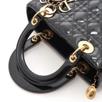 Dior Cannage Lady Dior 2-Way Medium Shoulder Bag Patent Leather Black — view 4
