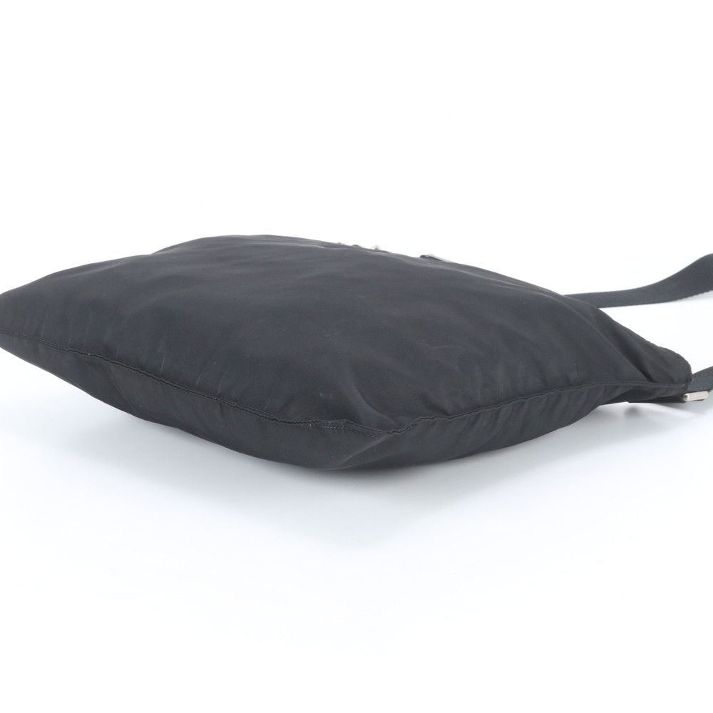Prada Tessuto Nylon Triangle Logo Leather Shoulder Bag Messenger Black — view 4