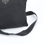 Prada Tessuto Nylon Triangle Logo Leather Shoulder Bag Messenger Black — view 2