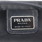 Prada Tessuto Nylon Triangle Logo Leather Shoulder Bag Messenger Black — view 8