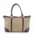 Gucci GG Canvas Lovely Heart Tote Shoulder Hand Leather