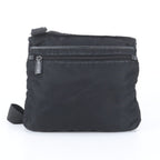 Prada Tessuto Nylon Triangle Logo Leather Shoulder Bag Crossbody Messenger Black — view 3