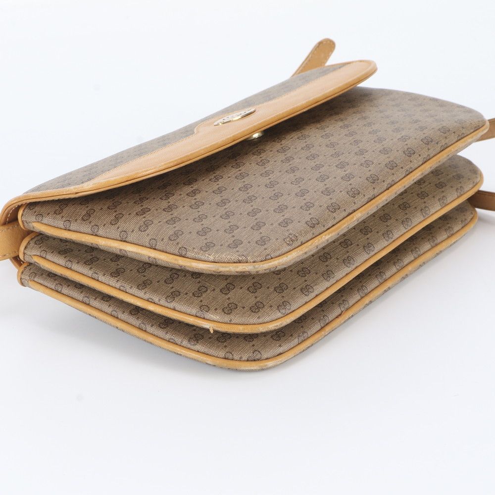 Gucci Vintage Micro GG Leather Shoulder Bag Tote Brown — view 5