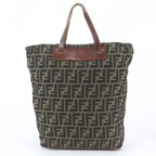 Fendi Zucca Leather Canvas Tote Shoulder Business