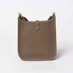Hermes Evelyne TPM Shoulder Bag Taurillon Clemence Etoupe Gold — view 3