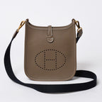 Hermes Evelyne TPM Shoulder Bag Taurillon Clemence Etoupe Gold — view 2