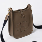 Hermes Evelyne TPM Shoulder Bag Taurillon Clemence Etoupe Gold — view 4