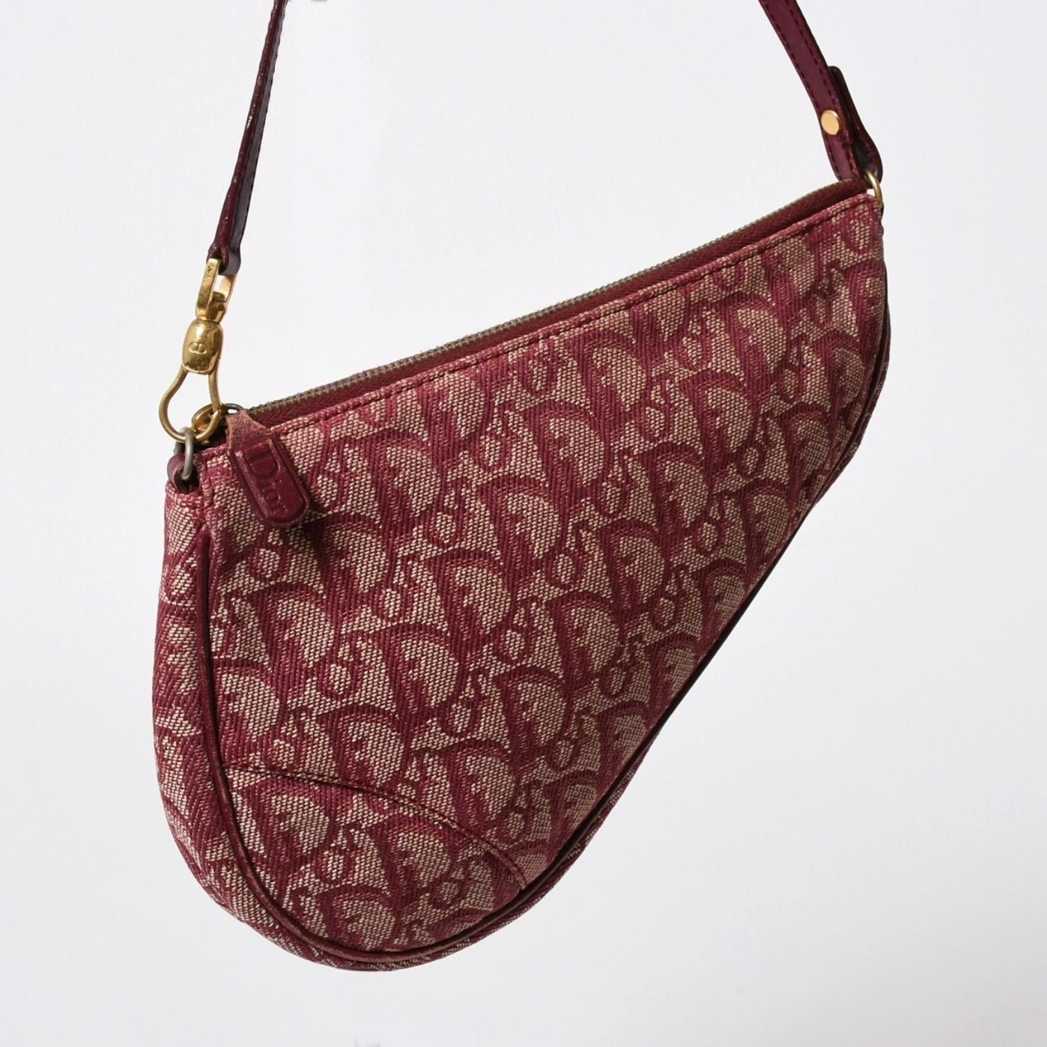 Dior Saddle Bag Trotter Red All Over Print Cotton Canvas — view 3