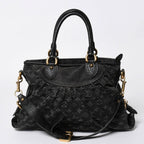 Louis Vuitton Handbag Monogram Denim Neo Cabby GM Black Leather 2-Way